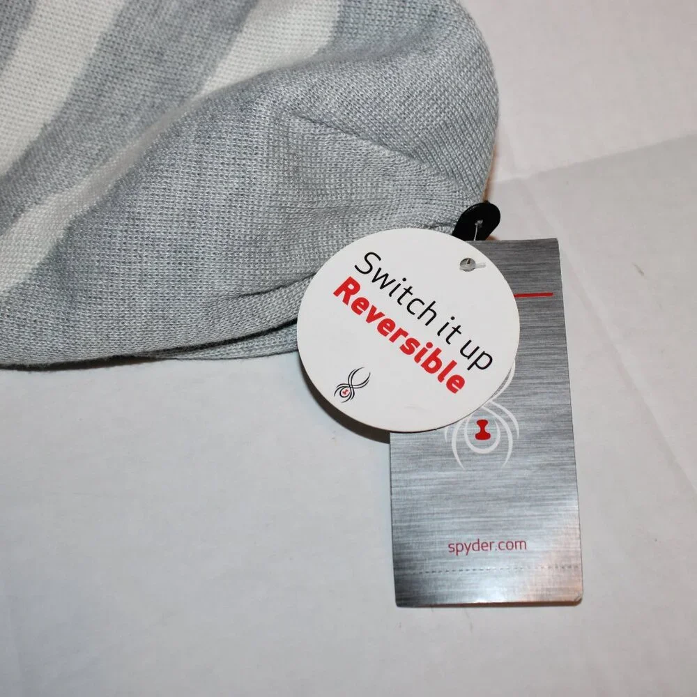 Spyder Gray White Reversible Beanie NWT